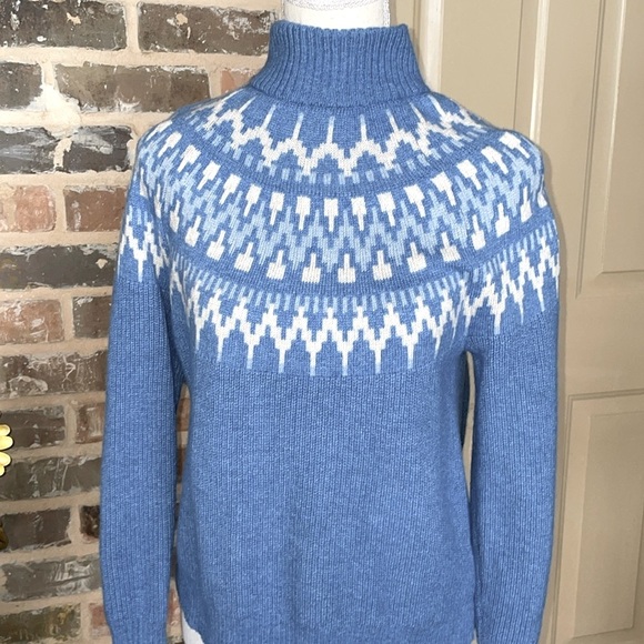 J. Crew Lambswool Fair Isle Mock Turtleneck Pullover Sweater Size XSmall New - Picture 4 of 13
